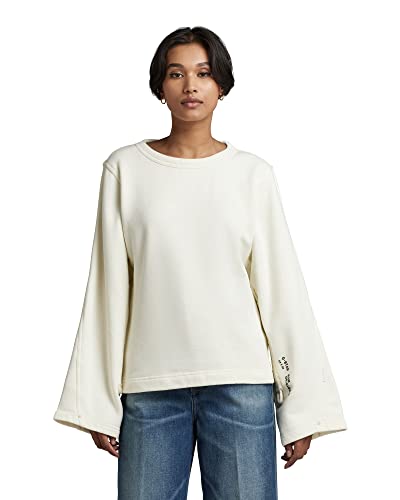 G-STAR RAW Damen Adjustable Sleeve Cropped Sweatshirt, Weiß (papyrus D22125-D165-D113), L von G-STAR RAW