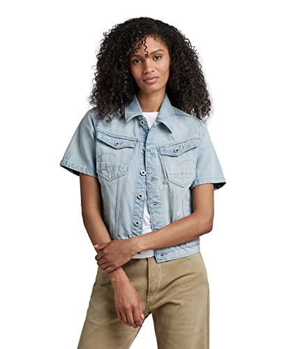 G-STAR RAW Damen Arc Jacke Short Sleeve, Blau (vintage electric blue D21402-C967-D125), S von G-STAR RAW