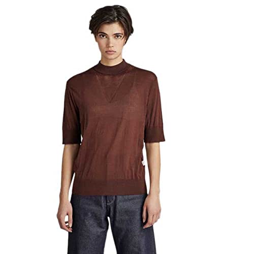 G-STAR RAW Damen Core Mock Neck Knitted Pullover, Braun (chocolate lab D21962-D166-D312), L von G-STAR RAW