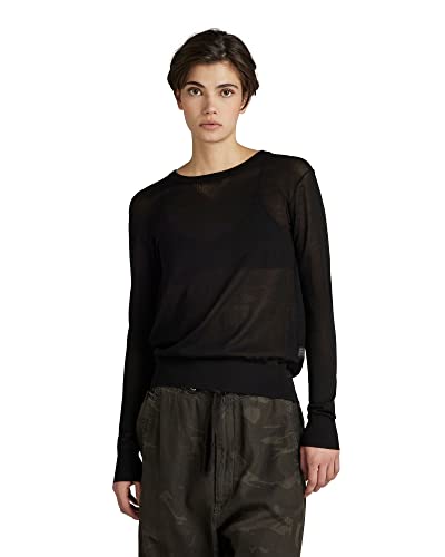 G-STAR RAW Damen Core Round Neck Strickpullover, Schwarz (dk black D21960-D166-6484), M von G-STAR RAW