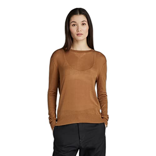 G-STAR RAW Damen Core Round Neck Strickpullover, Braun (oxide ocre D21960-D166-1329), S von G-STAR RAW