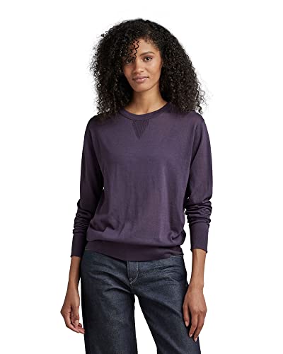 G-STAR RAW Damen Core Round Neck Strickpullover, Purpur (carbonne purple D21960-D166-0013), L von G-STAR RAW