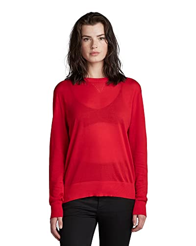 G-STAR RAW Damen Core Round Neck Strickpullover, Rot (acid red D21960-D166-A911), M von G-STAR RAW