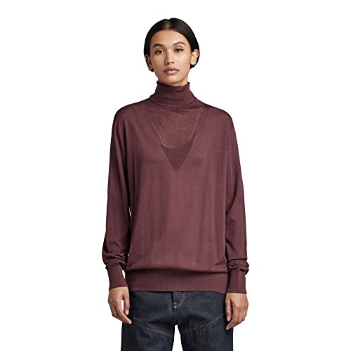 G-STAR RAW Damen Core Roll Neck Knitted Pullover, Purpur (vineyard wine D21961-D166-D303), M von G-STAR RAW