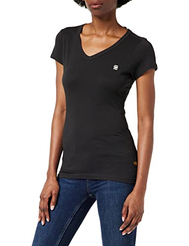 G-STAR RAW Damen Eyben Slim V-Neck Top, Schwarz (dk black D21314-4107-6484), M von G-STAR RAW