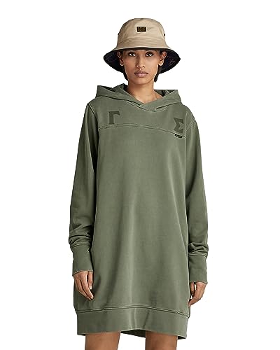 G-STAR RAW Damen Gamma Sigma Loose Hooded Sweat Kleid, Grün (dk nuri green gd D22275-B715-D468), S von G-STAR RAW