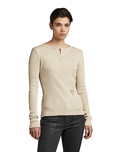 G-STAR RAW Damen Granddad Slim Top, Beige (brown rice D22336-C678-D309), M von G-STAR RAW