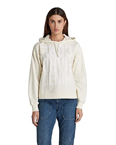 G-STAR RAW Damen Hard Core Denim Loose Hooded Sweatshirt, Weiß (papyrus D21559-D136-D113), L von G-STAR RAW