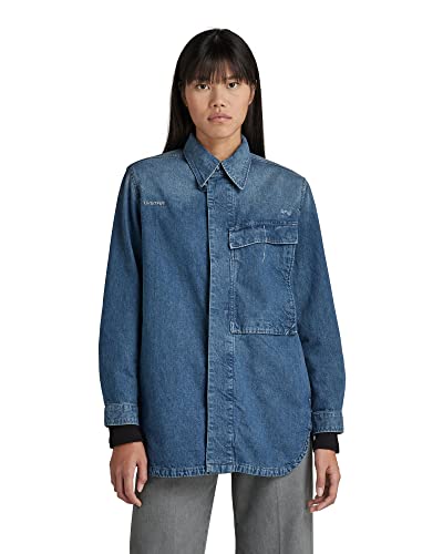 G-STAR RAW Damen Mysterious Overshirt, Blau (antique faded space blue D22505-C970-D342), L von G-STAR RAW