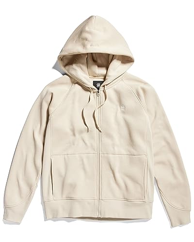 G-STAR RAW Damen Premium Core 2.0 Hooded Zip Through Sweater, Beige (brown rice D21256-C235-D309), S von G-STAR RAW