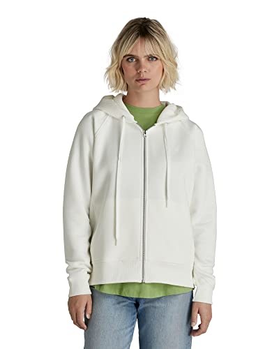 G-STAR RAW Damen Premium Core 2.0 Hooded Zip Through Sweater, Weiß (milk D21256-C235-111), L von G-STAR RAW