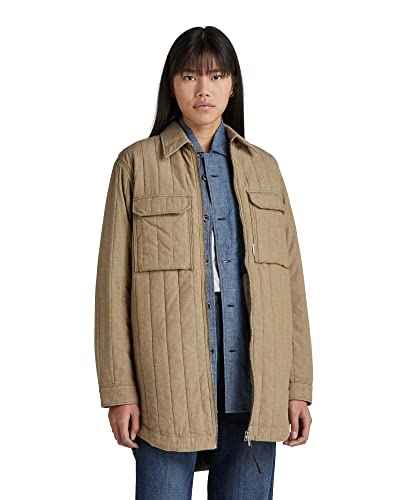 G-STAR RAW Damen Quilted Zipped Overshirt, Beige (tree house D22004-D187-C941), L von G-STAR RAW