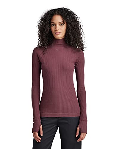 G-STAR RAW Damen Rib Mock Slim Top, Purpur (vineyard wine D22074-D107-D303), XS von G-STAR RAW