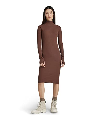 G-STAR RAW Damen Rib Slim Kleid, Braun (chocolate lab D22274-D107-D312), L von G-STAR RAW