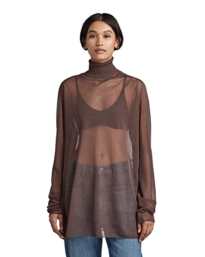 G-STAR RAW Damen Sheer Loose Turtle Knitted Pullover, Braun (chocolat D22535-D140-285), XL von G-STAR RAW