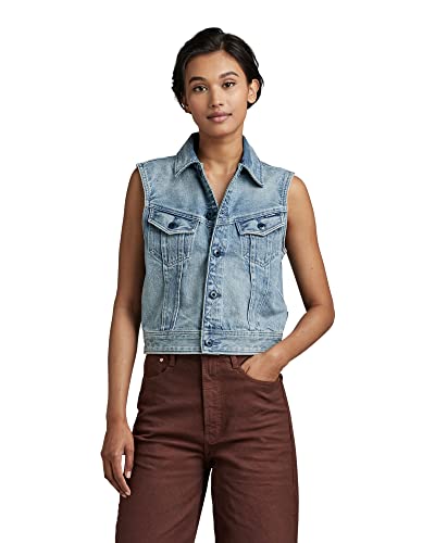 G-STAR RAW Damen Slim Denim Vest, Blau (sun faded air force blue D22582-B988-C947), XS von G-STAR RAW