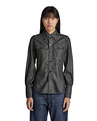 G-STAR RAW Damen Slim Hemd, Schwarz (jet black starch press D22156-D195-D442), XS von G-STAR RAW