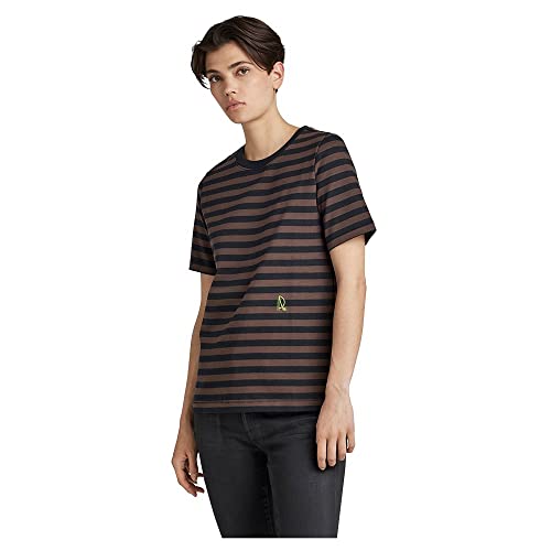 G-STAR RAW Damen Small RAW Graphic Stripe Top, Mehrfarben (chocolat/caviar stripe D22330-C929-D505), XL von G-STAR RAW