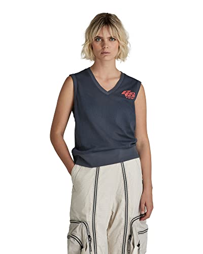 G-STAR RAW Damen Sports Graphic Mesh Tanktop, Blau (fantem blue D21582-C810-863), L von G-STAR RAW