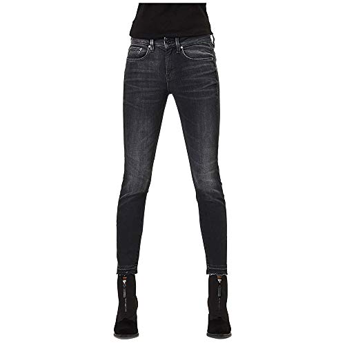 G-STAR RAW Damen 3301 Mid Skinny Ankle Jeans, Schwarz (worn in corby black D15943-A634-C005), 26W / 32L von G-STAR RAW