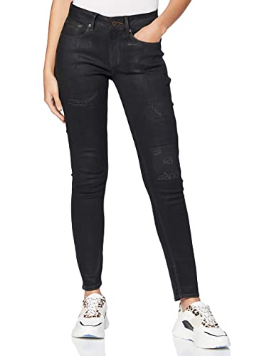 G-STAR RAW Damen 3301 Mid Skinny Jeans, Schwarz (black radiant cobler restored D05889-B472-B997), 26W / 32L von G-STAR RAW