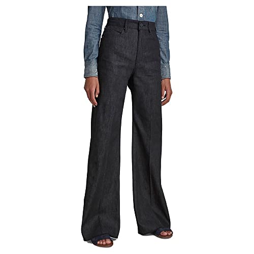 G-Star RAW Damen Deck Ultra High Wide Leg Jeans, Schwarz (Pitch Black D19058-C668-A810), 27W / 30L von G-STAR RAW