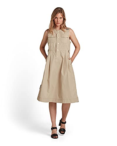 G-STAR RAW Damen Fit and Flare Kleid, Beige (westpoint khaki D19723-A790-C531), M von G-STAR RAW