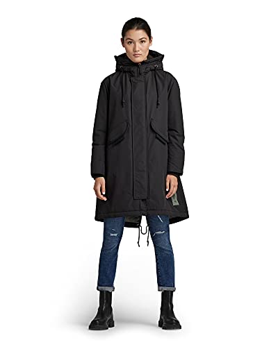 G-STAR RAW Damen Hooded Fishtail Parka, Schwarz (dk black D20128-A281-6484), L von G-STAR RAW