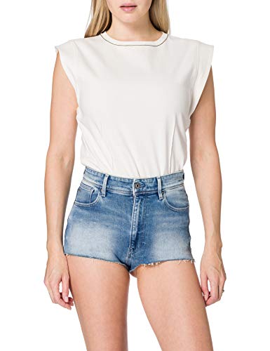 G-STAR RAW Damen Kafey Ultra High Hotpants Raw Edge, Blau (sun faded azurite D18103-C052-B471), 30 von G-STAR RAW