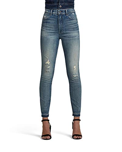 G-STAR RAW Damen Kafey Ultra High Skinny Ripped Edge Ankle Jeans, Blau (vintage cool aqua destroyed D16820-C052-C278), 28W / 32L von G-STAR RAW