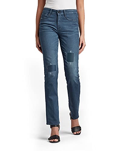 G-STAR RAW Damen Noxer Straight Jeans, Blau (worn in rivulet patch restored D17192-C048-C601), 30W / 34L von G-STAR RAW