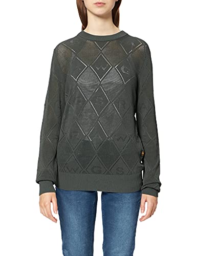 G-STAR RAW Damen Pointelle Knitted Pullover, Grau (graphite D20431-B754-996), L von G-STAR RAW