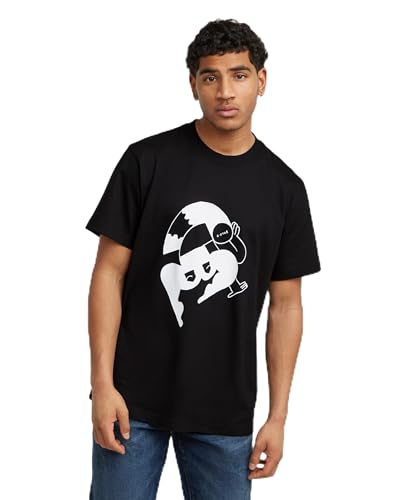 G-Star RAW Herren Illustration Leg Loose T-Shirt, Schwarz (Dk Black D25681-c336-6484), XL EU von G-STAR RAW