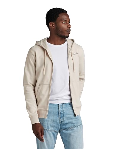 G-Star RAW Herren Back Graphic Zip Through Hooded Sweatshirt, Beige (Whitebait D24769-D562-1603), XXL von G-STAR
