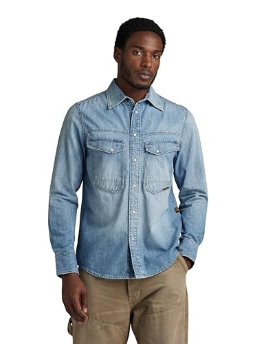 G-STAR RAW Herren Dakota Regular Hemd , Blau (sun faded thames D23006-D539-G341), XS von G-STAR RAW