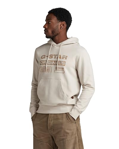 G-STAR RAW Herren Distressed Originals Hooded Sweatshirt, Beige (whitebait D24414-D562-1603), M von G-STAR RAW