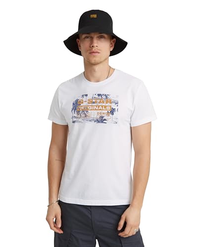 G-Star RAW Men's Framed Palm Originals r t T-Shirt, Weiß (White D24682-C506-110), S von G-STAR RAW