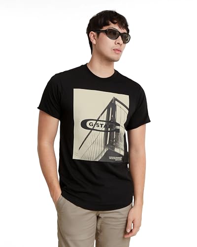 G-STAR RAW Herren HQ oldskool Logo lash r t T-Shirts, Schwarz (dk Black D24683-C372-6484), L von G-STAR