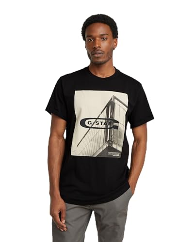G-STAR RAW Herren HQ oldskool Logo lash r t T-Shirts, Schwarz (dk Black D24683-C372-6484), M von G-STAR