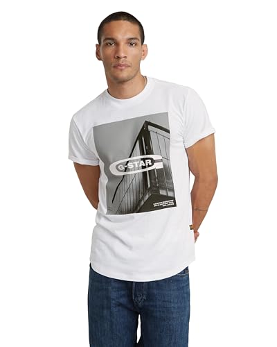 G-STAR RAW Herren HQ oldskool logo lash r t T-Shirts, Weiß (white D24683-C372-110), XXL von G-STAR RAW