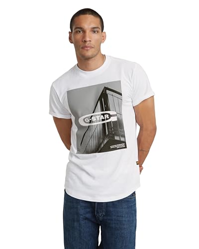 G-STAR RAW Herren HQ oldskool Logo lash r t T-Shirts, Weiß (White D24683-C372-110), XXL von G-STAR