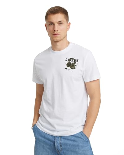 G-Star RAW Men's Headphones Back gr r t T-Shirt, Weiß (White D24687-C372-110), XXL von G-STAR RAW