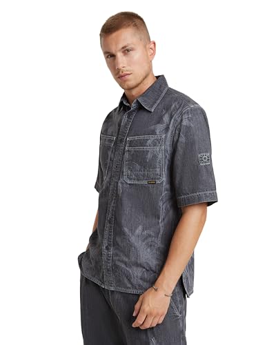 G-Star Herren Slanted Double Pocket Regular Hemd, Grau (Faded Acero Grey D24602-D540-G311), XS von G-STAR