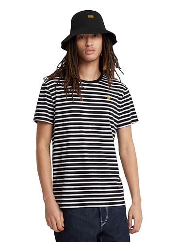 G-Star RAW Men's r t T-Shirt, Mehrfarben (White/dk Black Stripe D24941-C339-A626), L von G-STAR RAW