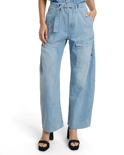 G-Star RAW Women's Belted Cargo Loose Wmn Jeans, Blau (Sun Faded Blue Mist D24361-D252-G342), 31W x 34L von G-STAR RAW