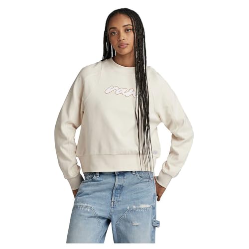 G-Star RAW Damen Cornely RAW Dot Raglan Sweatshirt, Beige (Antique White D24375-D562-G286), S von G-Star RAW