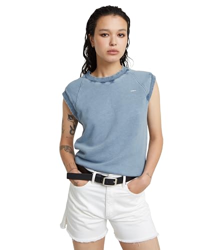 G-Star RAW Women's Distressed Raglan sl sw wmn Sweater, Blau (Sun Faded Indigo D24581-D583-B503), 46 von G-STAR RAW