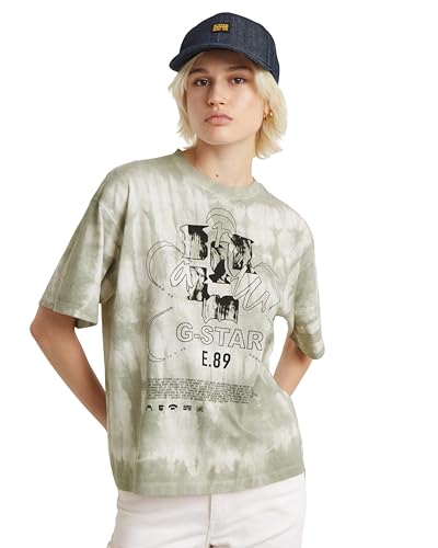 G-Star RAW Women's Tops Graphic Overdyed Loose r t wmn, Grau (Wrought Iron gd D24632-2653-G926), M von G-Star RAW