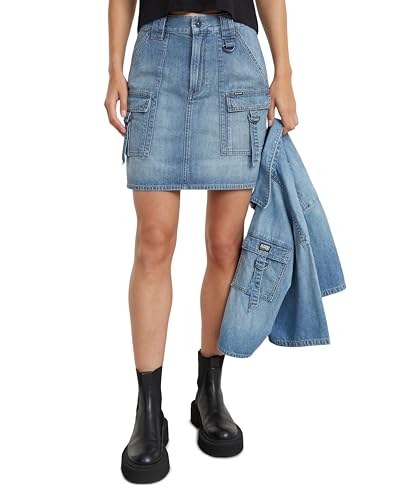 G-Star RAW Women's Viktoria Utility Mini wmn Skirt, Blau (Sun Faded Thames D24887-D539-G341), 26W von G-STAR RAW