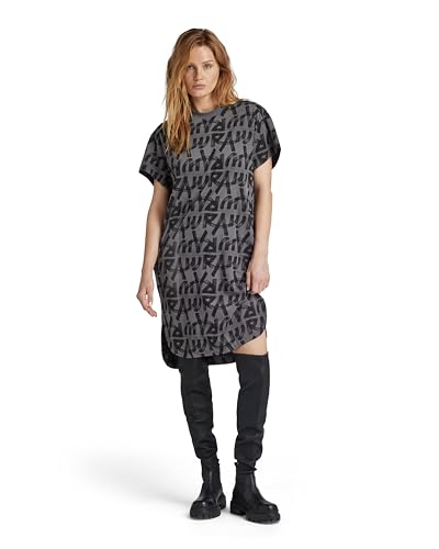 G-Star RAW Damen Printed Loose T-Shirt Kleid, Mehrfarben (Grey Asphalt raw Paint D24484-D611-G419), S von G-Star RAW